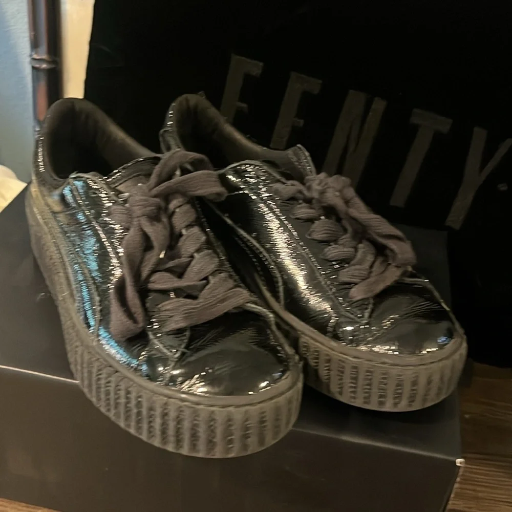 Puma x Fenty by Rihanna 'Creeper' Wrinkled Patent Leather Sneakers - sz 5.5 EUC